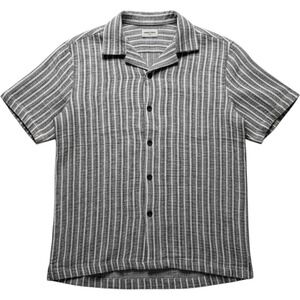 Amongst Others Button Down Shirt Mens Large Black Striped Camp Collar Cotton